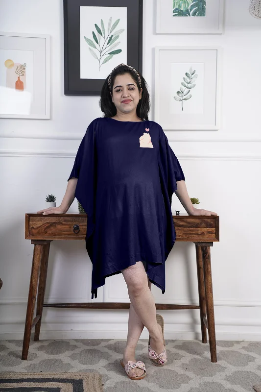 Navy Rayon MaternityKaftan - BabyHand