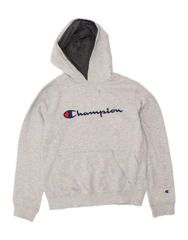 CHAMPION Womens Graphic Hoodie Jumper UK 18 XL Grey Cotton