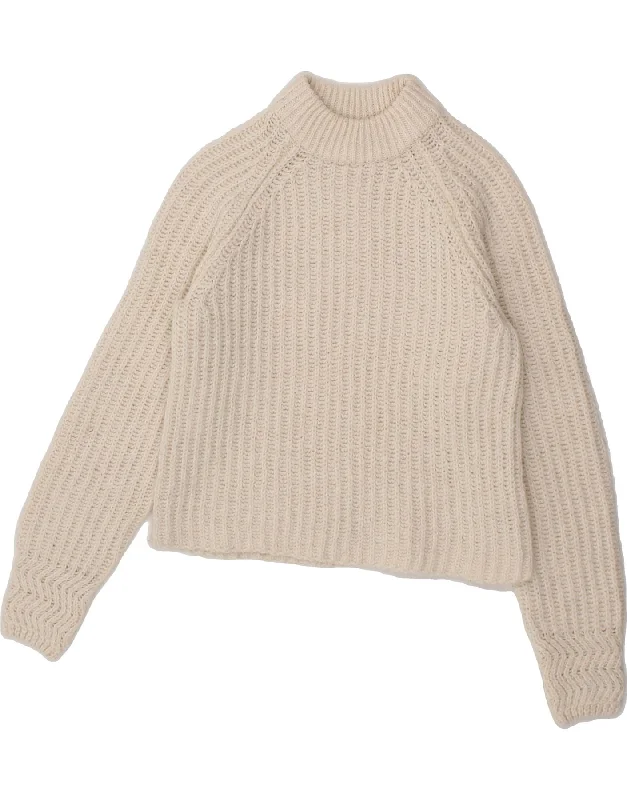 MISS SELFRIDGE Womens Crop Turtle Neck Jumper Sweater UK 4 XS Beige