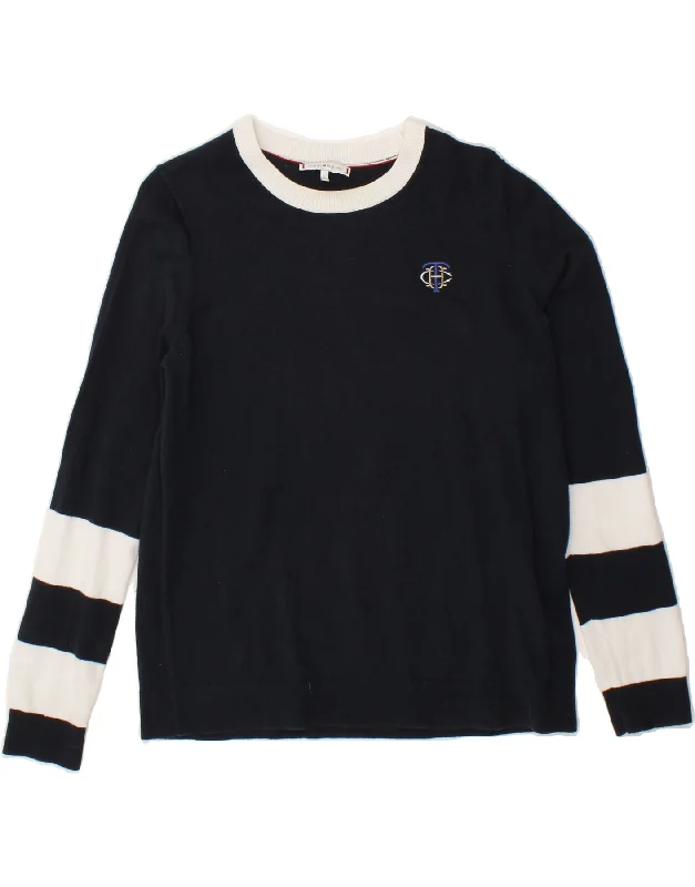 TOMMY HILFIGER Womens Boat Neck Jumper Sweater UK 16 Large Navy Blue