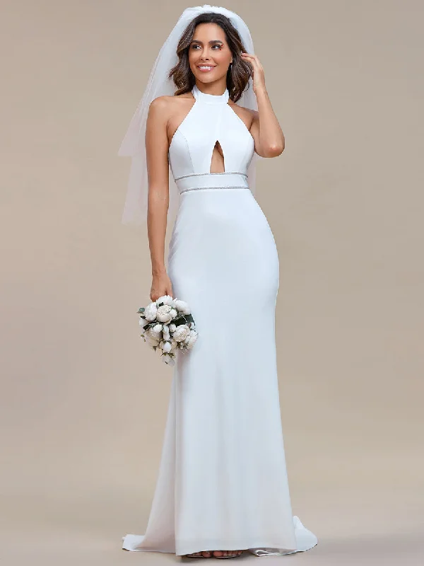 Mermaid Halter Neck Hollow Belted Wholesale Wedding Dresses