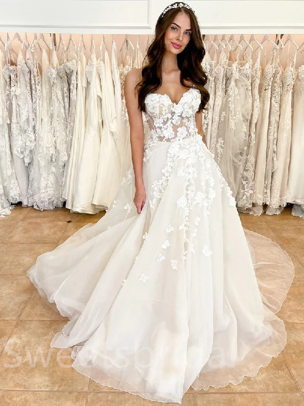 Simple Sweetheart A-line Lace applique Wedding Dresses, DB0239