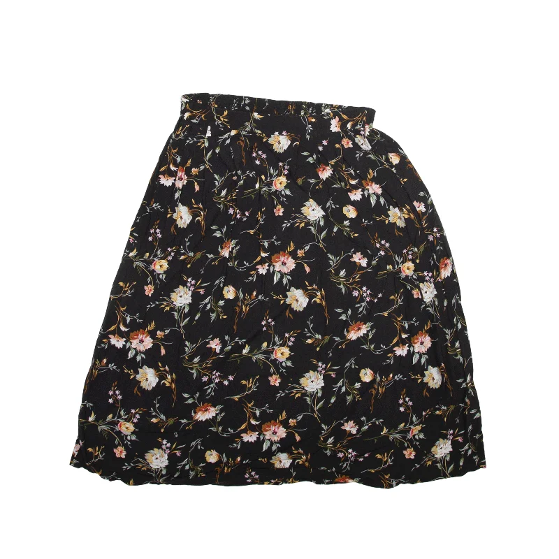 SAG HARBOR Knee Length Straight Skirt Black Floral Womens M