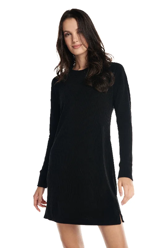 Velour Ribbed Lounge Longsleeve Dress