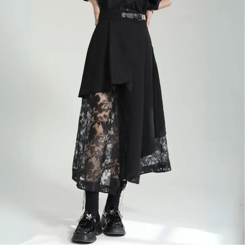 Casual Minimal Goth Irregular Design Skirt