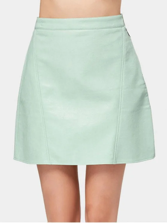 Cute Side Zip Faux Leather Mini Skirt