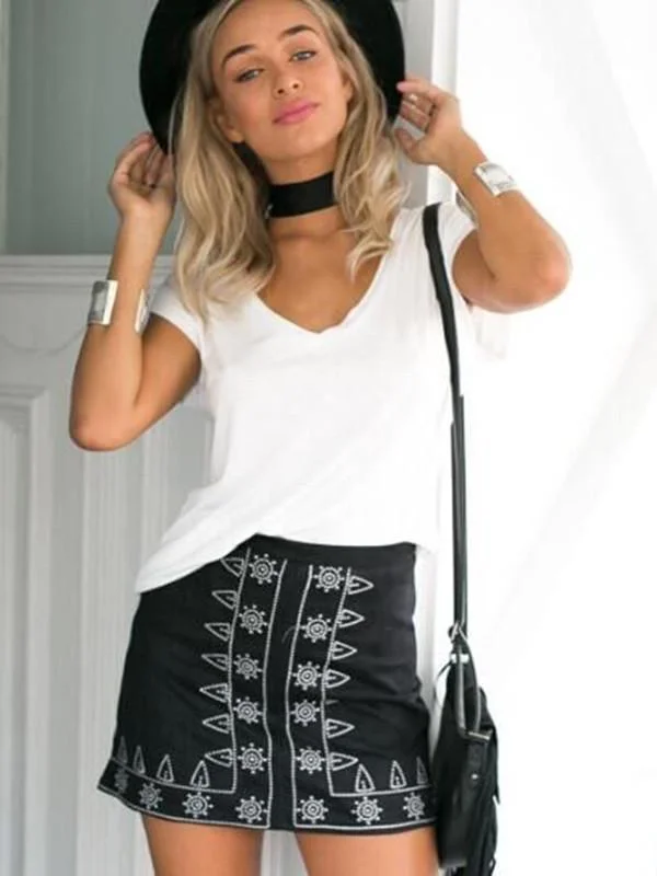 Elegant Simple Printed Short Skirt Bottoms