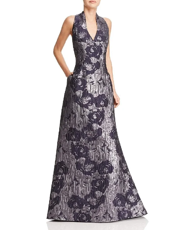 Aidan Mattox - MD1E200784 Sleeveless Metallic Floral Print Gown