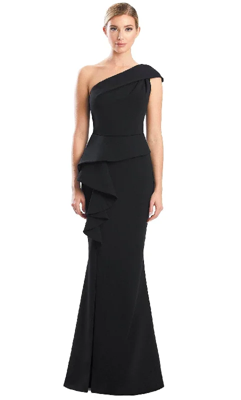 Alexander by Daymor 1781S23 - Asymmetrical Neck Minimalist Evening Gown