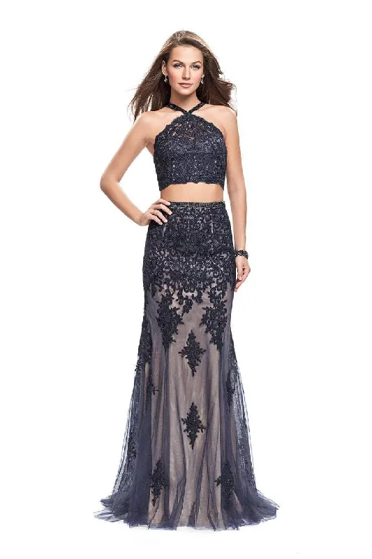 La Femme Gigi - 26305 Two Piece Beaded Lace and Tulle Overlay Gown