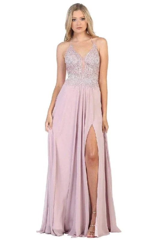 May Queen - RQ7781 Embellished Sleeveless Evening Gown