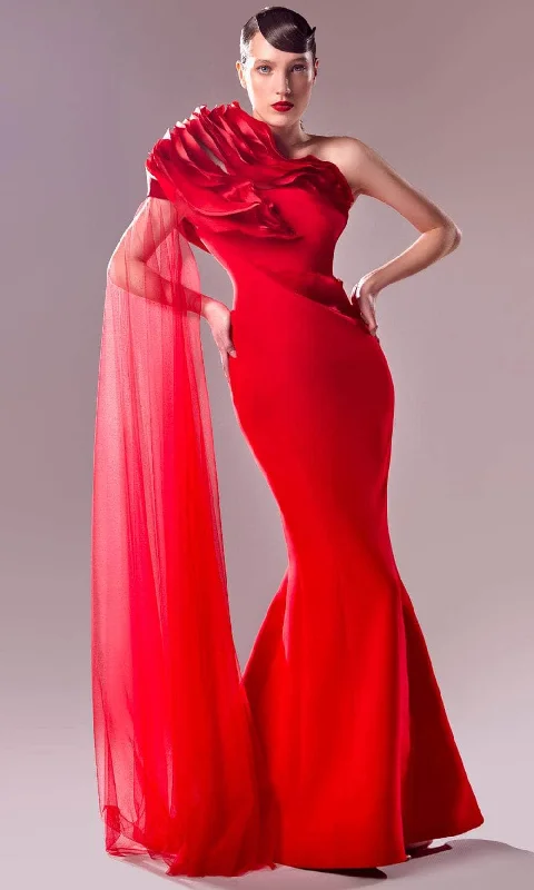 MNM Couture G1628 - 3D Ruffles One Shoulder Gown