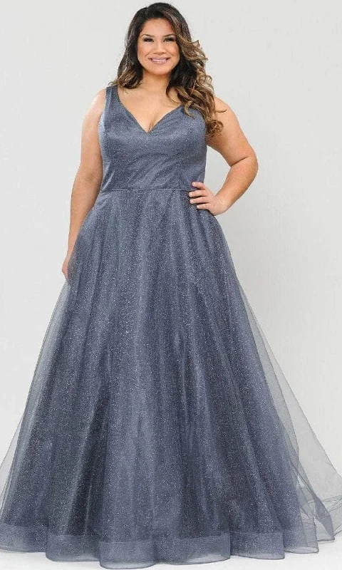 Poly USA W1024 - Sleeveless Glittered Semi-Ballgown