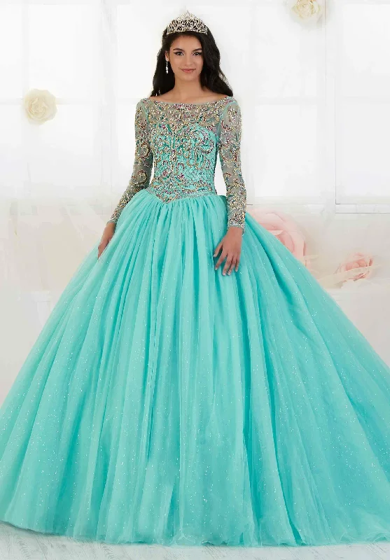 Quinceanera Collection - 26875 Beaded Long Sleeves Ballgown