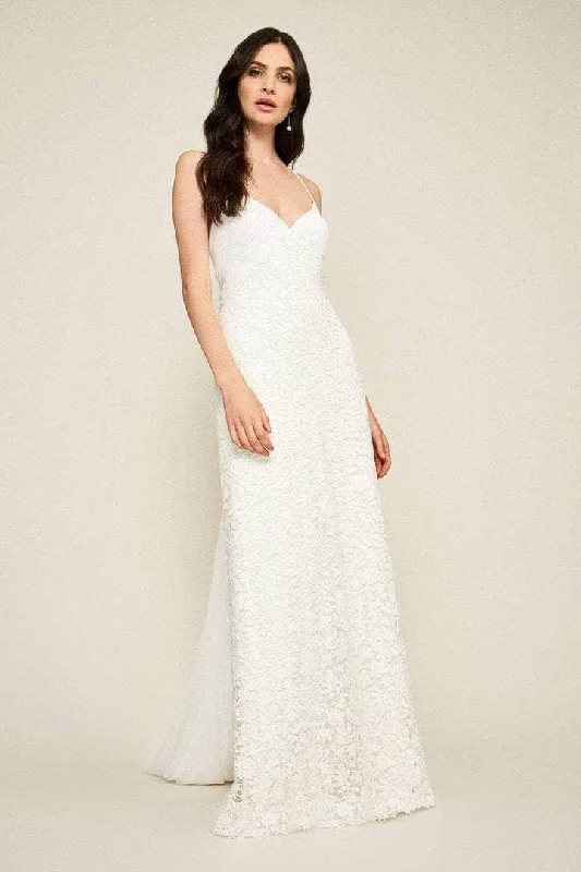 Tadashi Shoji - Spaghetti Strap Lace Bridal Gown BDS18865LBR - 1 pc Ivory in Size 4 Available