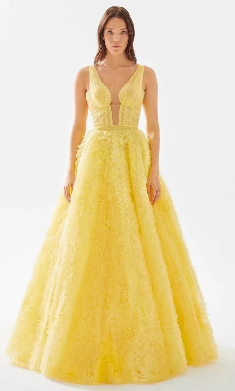 Tarik Ediz 52089 - Soft Tulle Ruffled Ball Gown