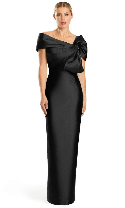 Alexander by Daymor 1885F23 -Pleated Bow Accented Evening Dress