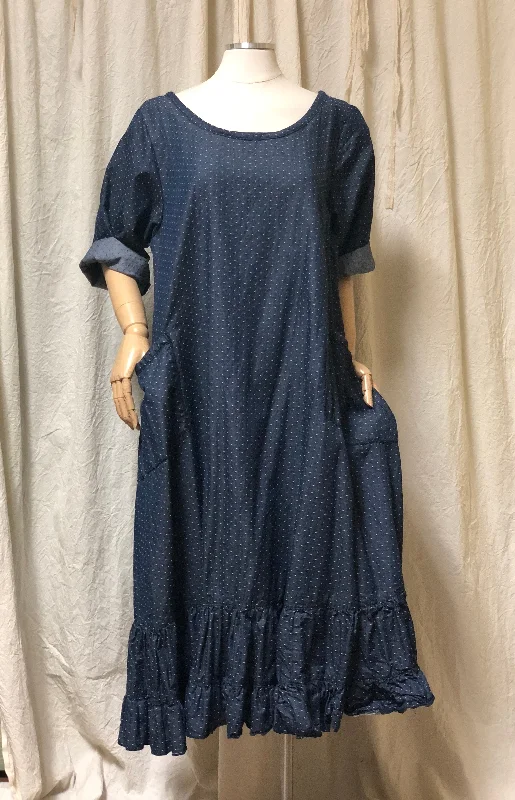 Angie Dress 3/4 Sleeve Dotted Cotton Chambray