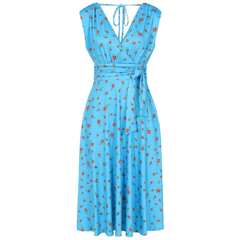 Arabella Dress - Red Flower Blue