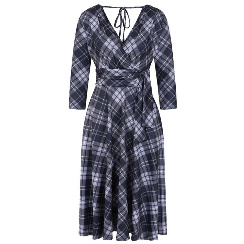 Arabella Dress - Soft Blue Tartan