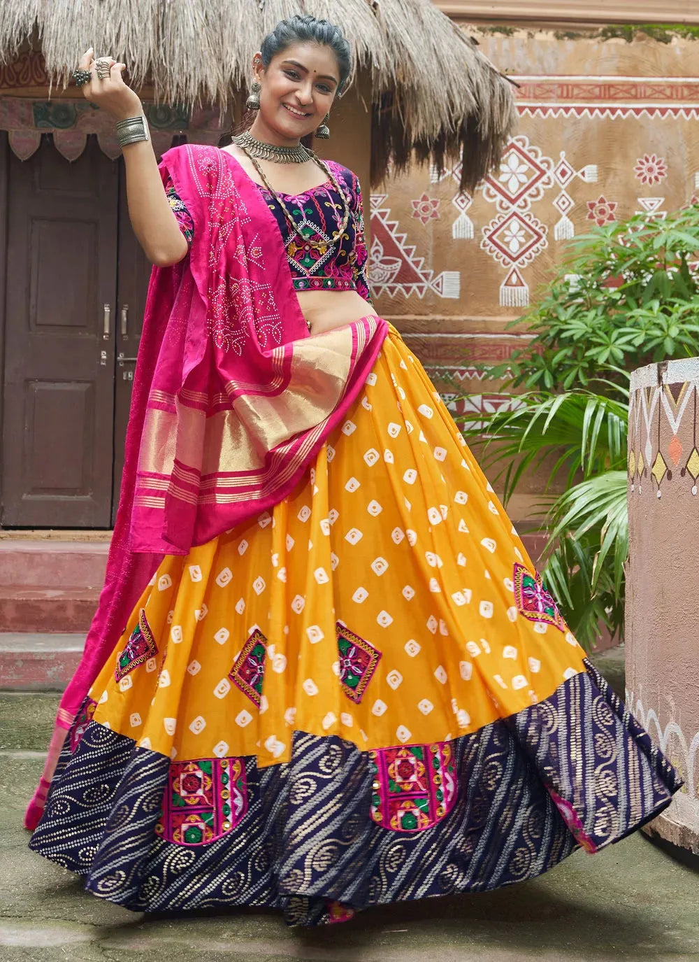 Breathtaking Yellow Embroidered Navratri Lehenga Choli