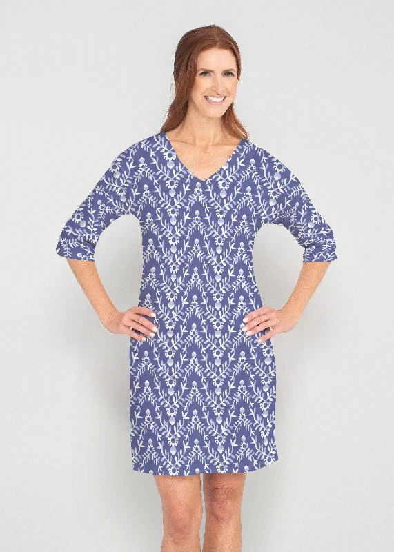 Budding Antlers (8030) ~ Drop Shoulder 3/4 Sleeve V-Neck Dress