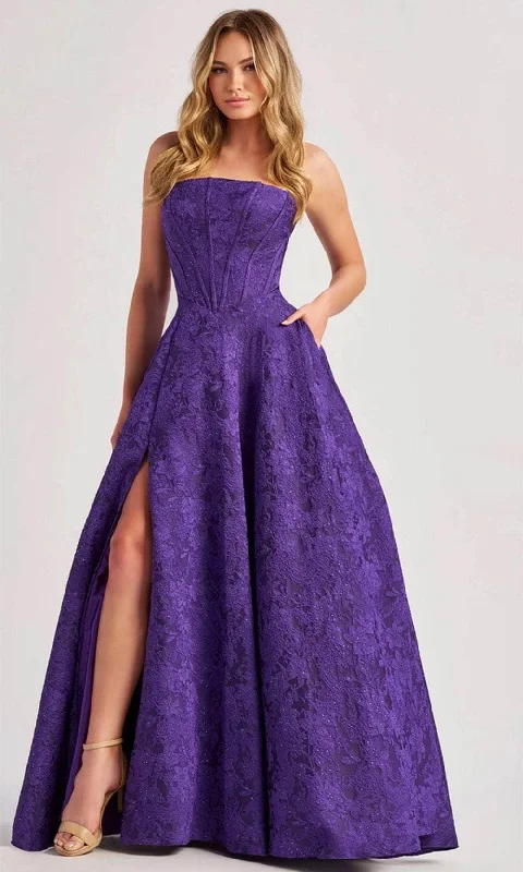 Colette By Daphne CL8675 - Beaded Brocade Prom Gown