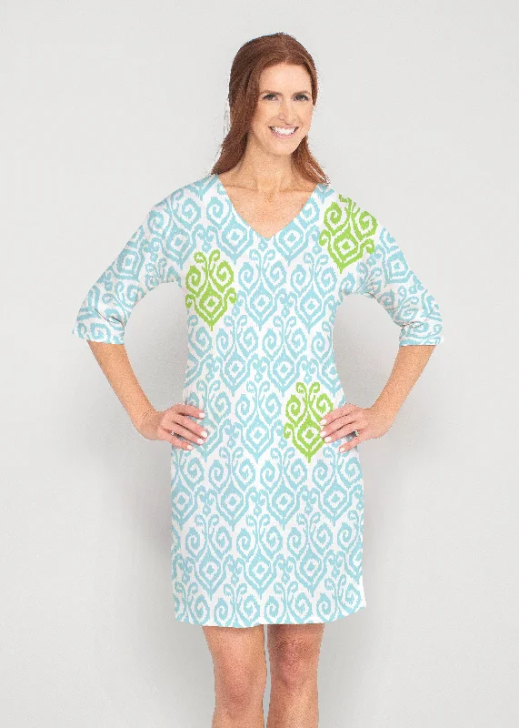 Crayola Aqua- Lime (8029) ~ Drop Shoulder 3/4 Sleeve V-Neck Dress