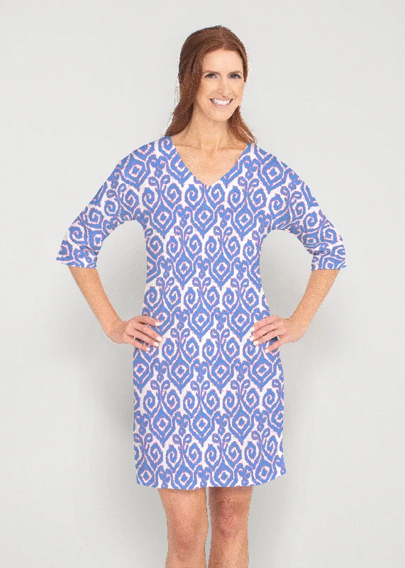 Crayola Royal (8023) ~ Drop Shoulder 3/4 Sleeve V-Neck Dress