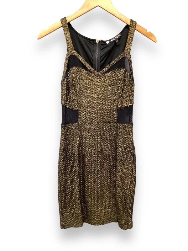 Dress Work By Express In Black & Gold, Size: 4