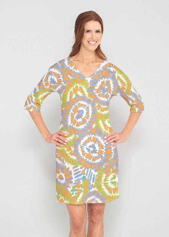 Funky Town (17277) ~ Drop Shoulder 3/4 Sleeve V-Neck Dress