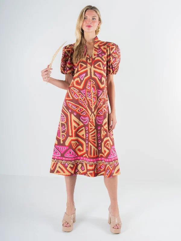 Hampton Dress- Tribal Palm