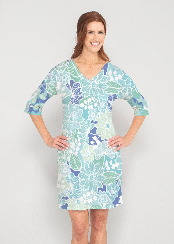 Hawaii Isles  (13609) ~ Drop Shoulder 3/4 Sleeve V-Neck Dress