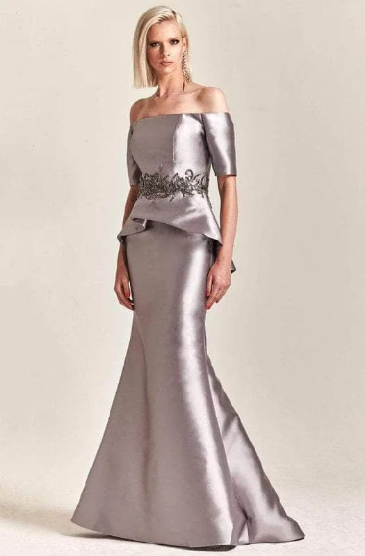 Hynes Park - M202 Off-shoulder Straight Across Neck Mermaid Gown