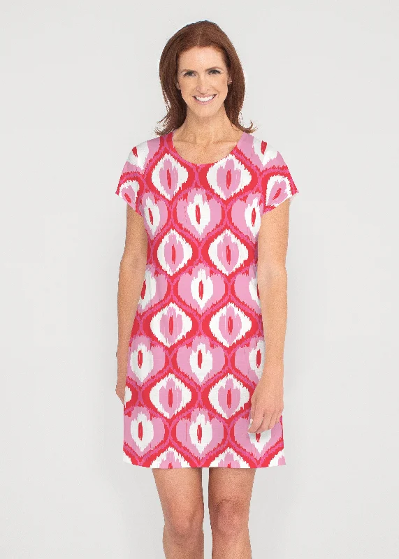 Ikat Buds Red/Pink (8096) ~ Lucy Tee Dress