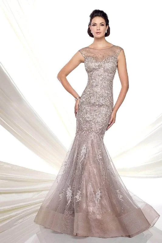 Ivonne D 116D25W - Beaded Embroidered Trumpet Evening Gown