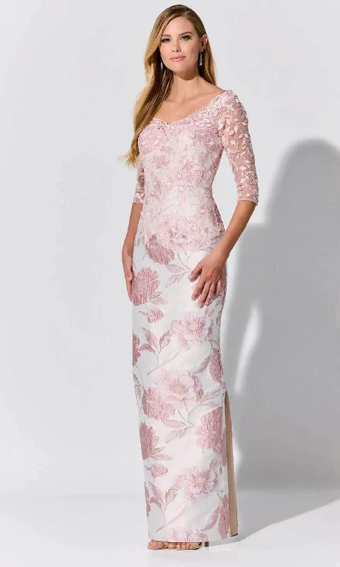 Ivonne D ID324 - Embroided Quarter Sleeve Prom Gown