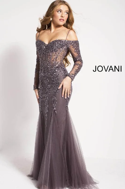 Jovani 55522A - Cold Shoulder Illusion Corset Prom Gown