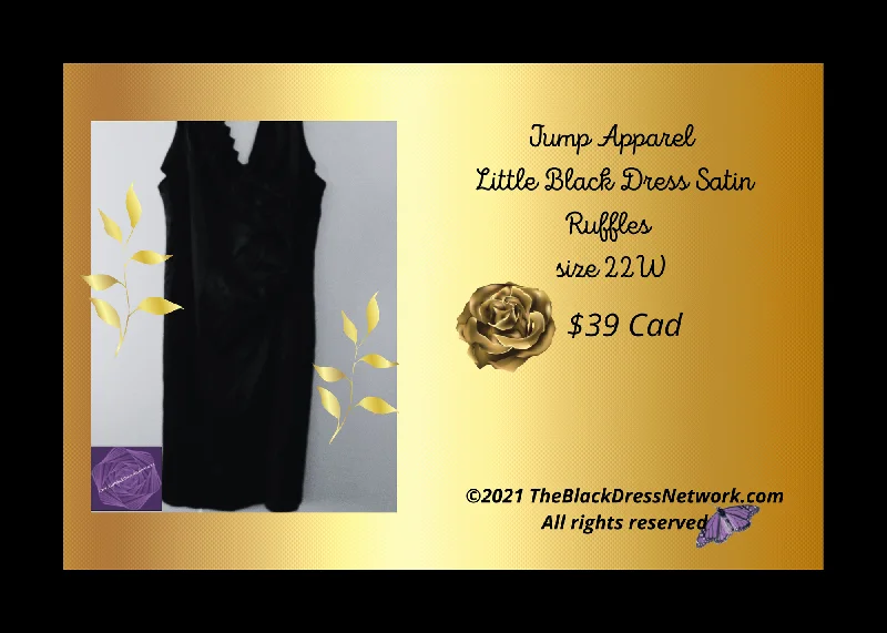 Jump Apparel Fashion Design Little Black Dress Satin Ruffles  22W