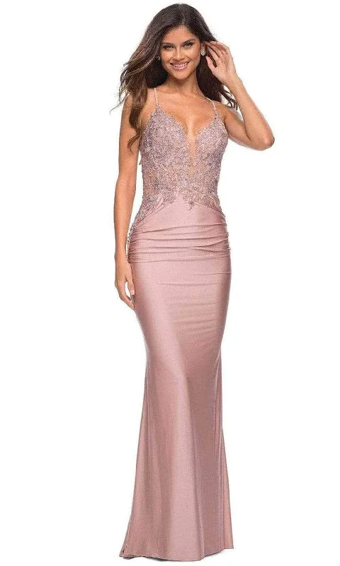 La Femme 30596SC - Applique Bodice Evening Dress