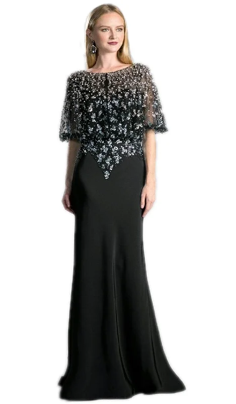 Ladivine CZ0013 - Bateau Neckline with Elegant Embellishments Evening Dress