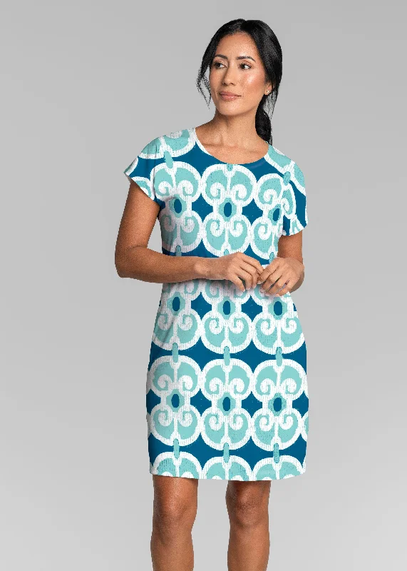 Links Navy Aqua (8133) ~ Lucy Tee Dress