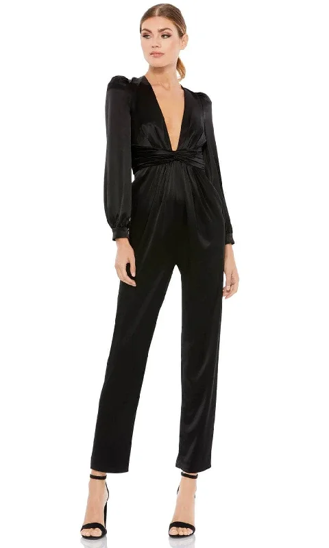 Mac Duggal 2647 - Ruched Waist Plunging V-Neck Jumpsuit