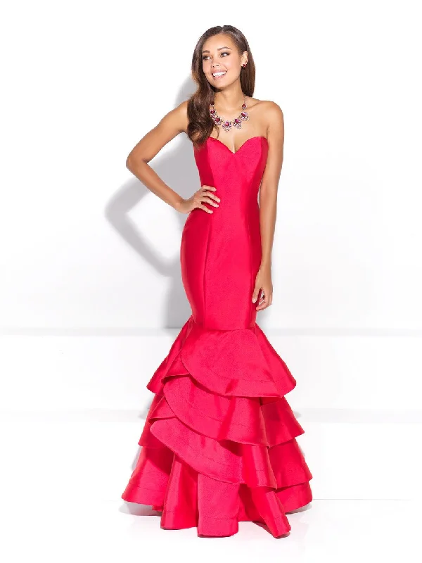 Madison James Strapless Sweetheart Ruffled Mermaid Gown - 1 pc Red In Size 6 Available