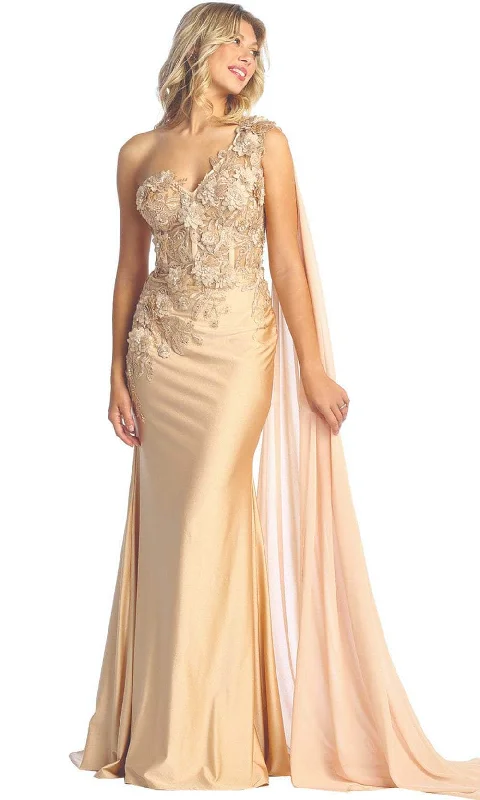 May Queen - Embellished One Shoulder Evening Dress RQ7943