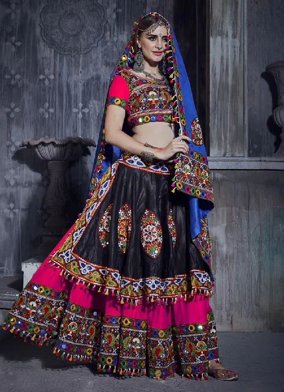 Mirror Work Pink Color Navratri Ghagra Choli