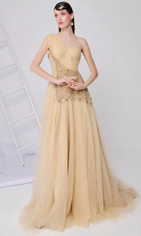 MNM Couture B1110 - Bead Embroidered Asymmetric Evening Gown