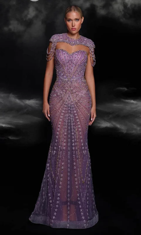 MNM Couture K4098 - High Neck See-Through Evening Gown