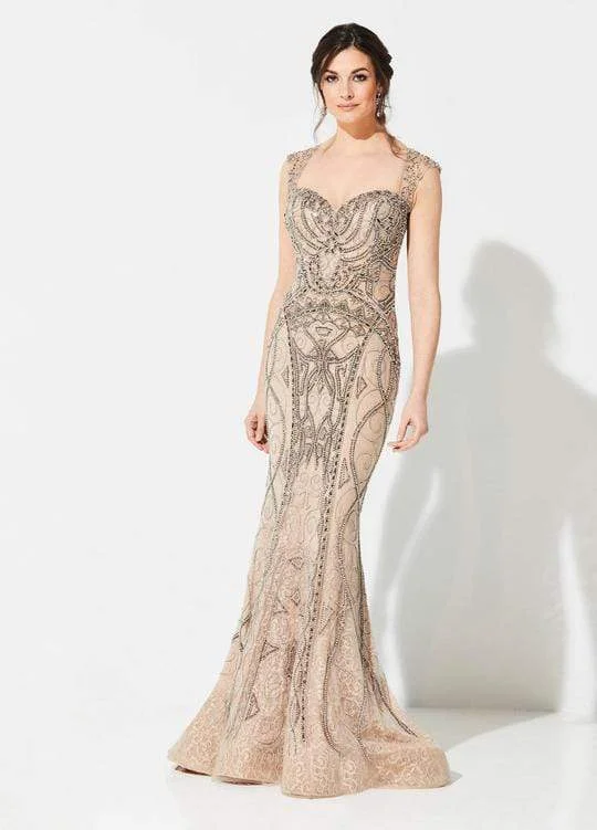 Mon Cheri - Beaded Sweetheart Mermaid Evening Dress 219D75 - 1 pc Taupe In Size 18 Available