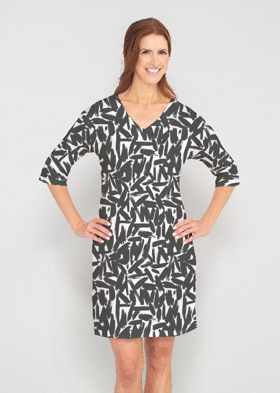 Pick Up Sticks (14300) ~ Drop Shoulder 3/4 Sleeve V-Neck Dress